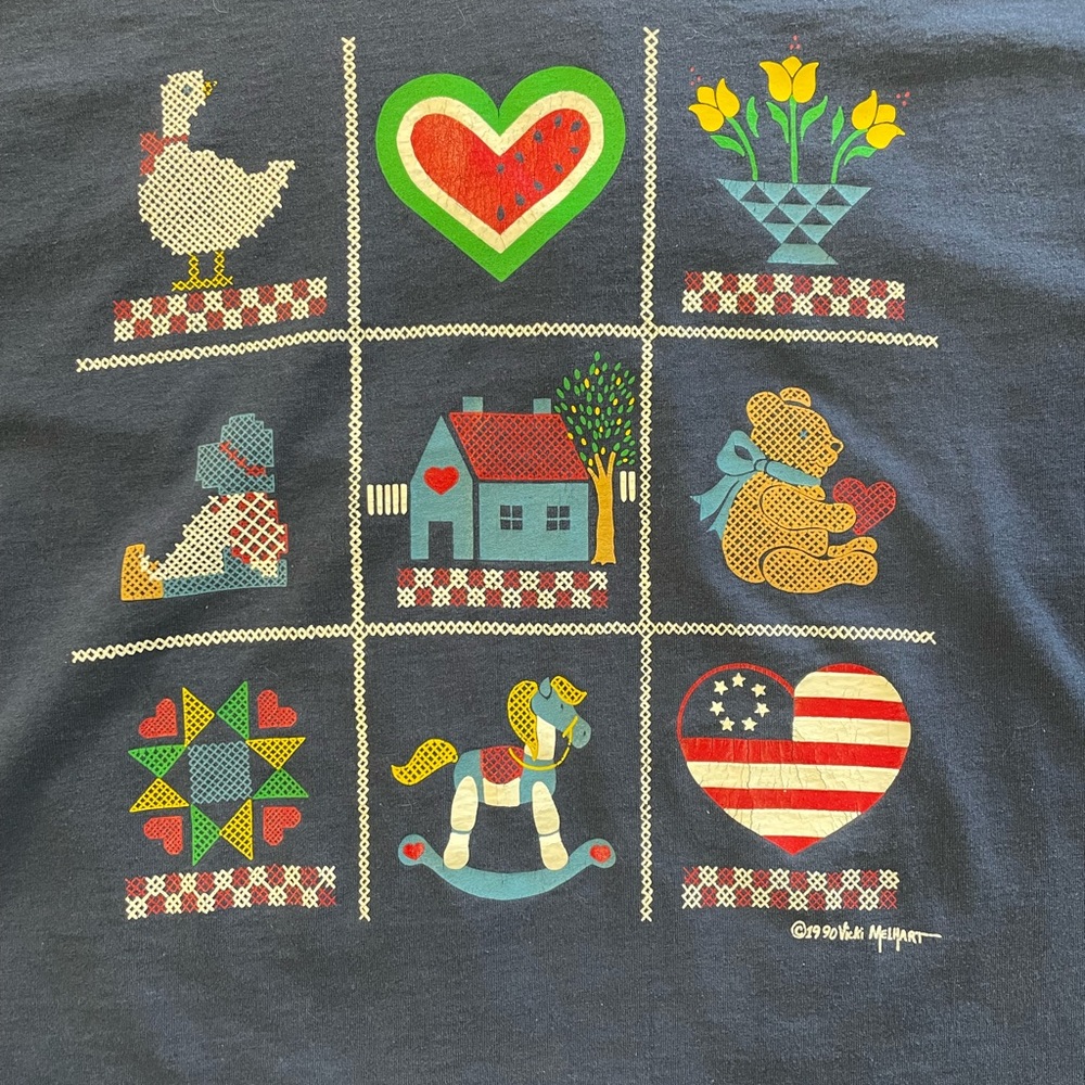 Vicki Melhart XL Tic Tac Toe Long Sleeve Shirt VTG Unique Design!